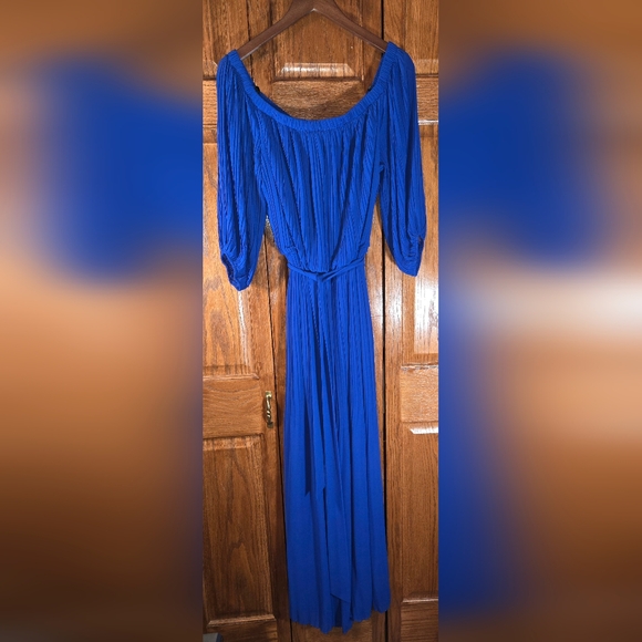 Premier Amour Dresses & Skirts - Premier Amour Off the Shoulder Electric Blue Maxi Dress, sz 14